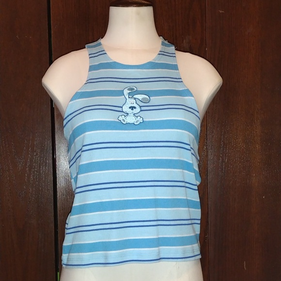 Tops - Rib-knit striped blues clues tank top
